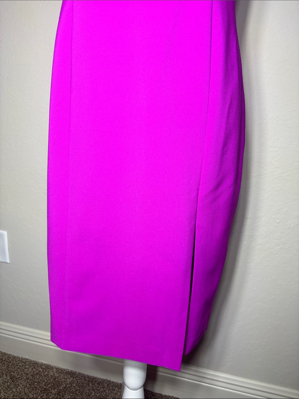 Adrianna Papell Magenta Bow One-Shoulder Crepe Sheath Dress Size 12 - Picture 5 of 9